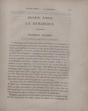 Seconde partie. La dynamique.