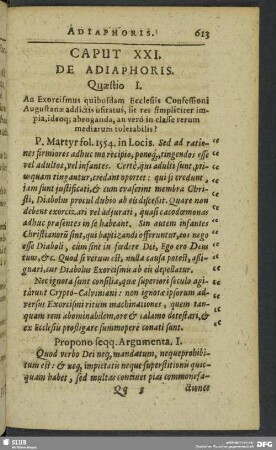 Caput XXI. De Adiaphoris