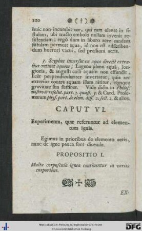Caput VI. Experimenta, quae referuntur ad elementum ignis.