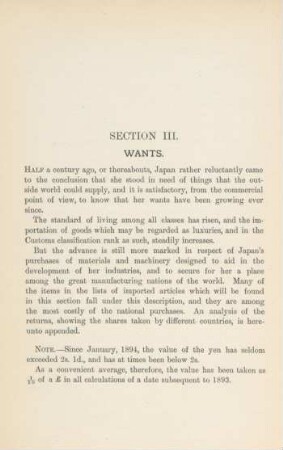 Section III. Wants