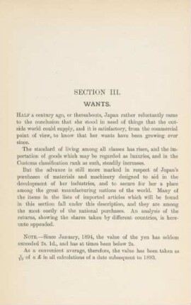 Section III. Wants
