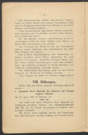 VIII. Stiftungen