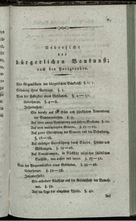 Uebersicht der bürgerlichen Baukunst.