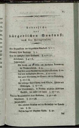 Uebersicht der bürgerlichen Baukunst.