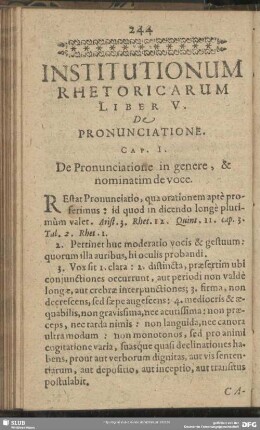 Liber V. De Pronunciatione