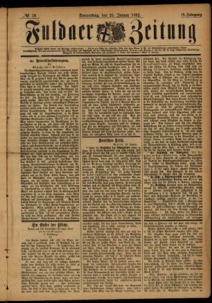 Ausgabe vom Donnerstag, den 21. Januar 1892.