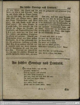 Am sechsten Sonntage nach Trinitatis