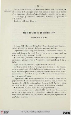 Séance du Comité du 20 décembre 1869