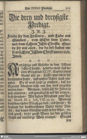 Die drey und dreysigste Predigt
