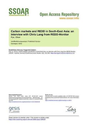 Carbon markets and REDD in South-East Asia: an interview with Chris Lang from REDD-Monitor