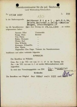 Nigel, Balthasar