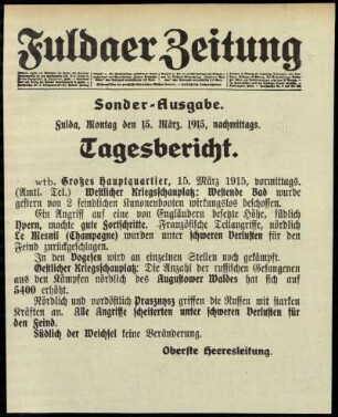 Ausgabe vom Montag, den 15. März 1915.