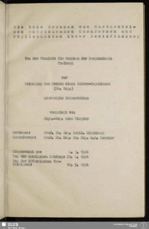 Die beim Brechen von Hartgesteinen entstehenden Kornformen und Möglichkeiten ihrer Beeinflussung