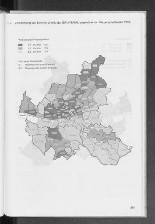 8.8 Veränderung der Stimmenanteile der GRÜNE/GAL gegenüber der Bürgerschaftswahl 1991
