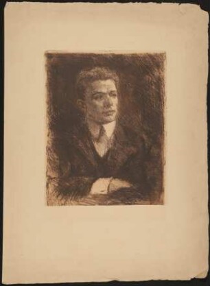 Druckgrafik: Portrait eines jungen Mannes, eventuell Rudolf Kassner