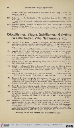 Okkultismus. Magie. Spiritismus. Geheime Gesellschaften. Alte Astronomie etc. (Nr. 1473 - 1624)