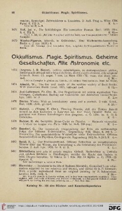 Okkultismus. Magie. Spiritismus. Geheime Gesellschaften. Alte Astronomie etc. (Nr. 1473 - 1624)