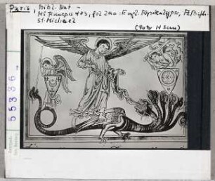 Paris, Bibliothèque Nationale: MS fr. 403, fol. 2r, Erzengel Michael