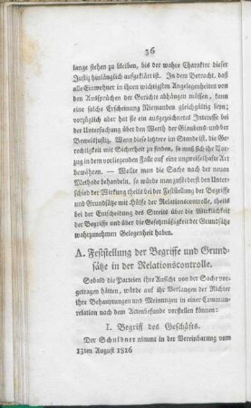 A. Feststellung der Begriffe und Grundsätze in der Relationscontrolle.