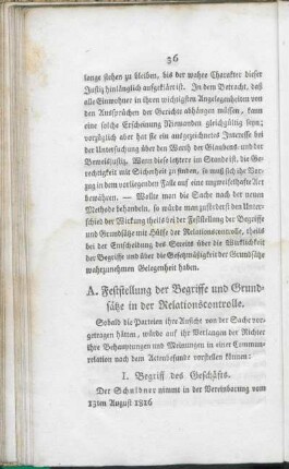 A. Feststellung der Begriffe und Grundsätze in der Relationscontrolle.