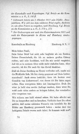 Kunsthalle zu Hamburg Harzburg, 8. X. 11