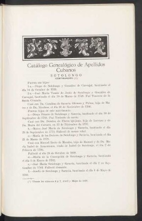 Catálogo genealógico de apellidos cubanos : Sotolongo