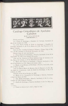 Catálogo genealógico de apellidos cubanos : Sotolongo