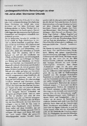 Landesgeschichtliche Bemerkungen zu einer 725 Jahre alten Stormarner Urkunde