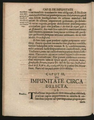 Caput III. De Impunitate Circa Delicta.