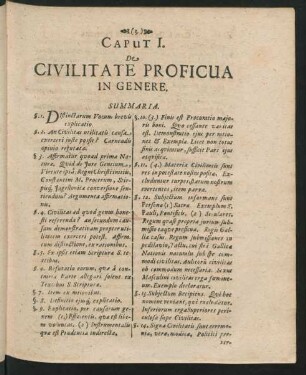 Caput I. De Civilitate Proficua In Genere.
