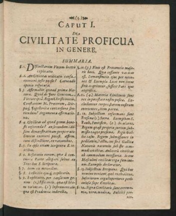 Caput I. De Civilitate Proficua In Genere.