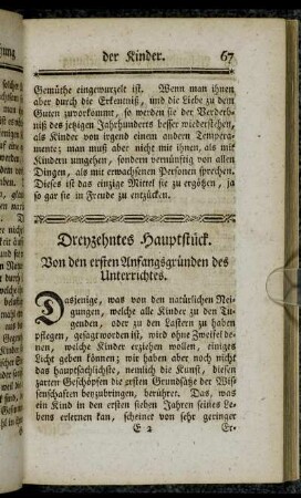 Dreyzehntes Hauptstück. Von den ersten Anfangsgründen des Unterrichtes.