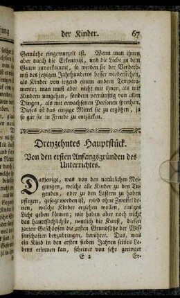 Dreyzehntes Hauptstück. Von den ersten Anfangsgründen des Unterrichtes.