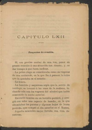 Capítulo LXII - Proyectos de evasión.
