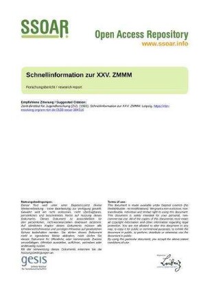 Schnellinformation zur XXV. ZMMM