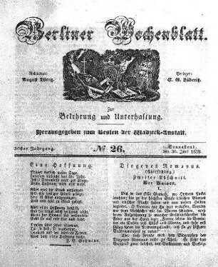 No. 26, Sonnabend, den 30. Juni 1838.