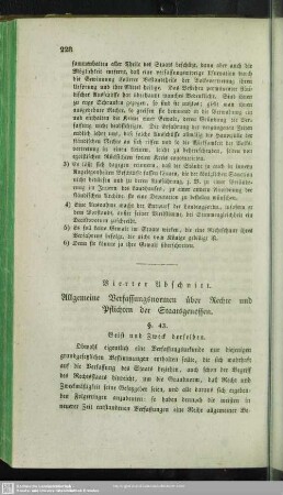 Vierter Abschnitt. Allgemeine Verfassungsnormen über Rechte und Pflichten der Staatsgenossen