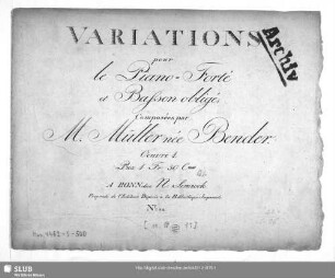 Variations pour le Piano-Forté et Basson obligé : Oeuvre 1