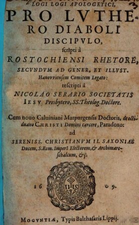 Logi Logiapologetici pro Luthero, Diaboli discipulo
