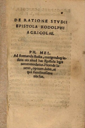 De ratione studii epistola Rodolphi Agricolae