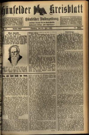 Zweite Ausgabe vom Samstag, den 21. Juli 1928.