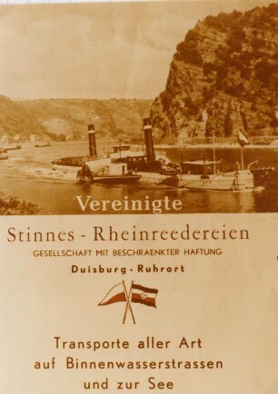 Werbeplakat der STINNES Rheinreedereien