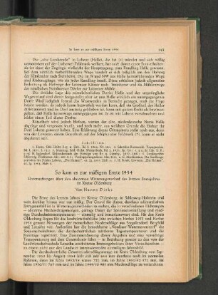 So kam es zur mäßigen Ernte 1954