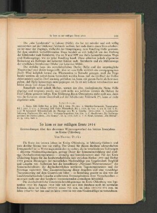 So kam es zur mäßigen Ernte 1954