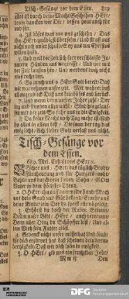 Tisch-Gesänge vor dem Essen.