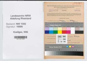 Entnazifizierung Willi Koellges, geb. 19.03.1921 (Zollassistent)