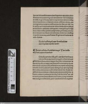 Incipit epistola Morbisani magni Turci missa ad Pium papam secundum