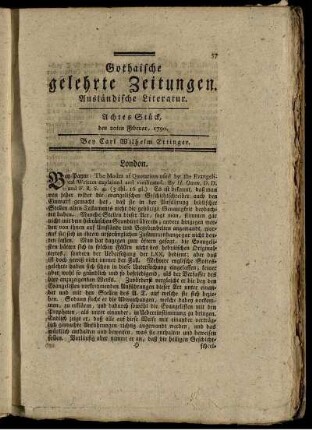 Achtes Stück, den 20ten Februar, 1790.