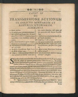 Caput IV. De Transmissione Actionum Ex Delictis Mixtarum Et Reipersecutoriarum.