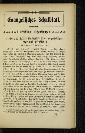 Kirche und Schule hinsichtlich ihrer gegenseitigen Rechte und Pflichten